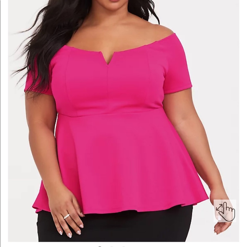 Torrid hot pink off the shoulder top size 2